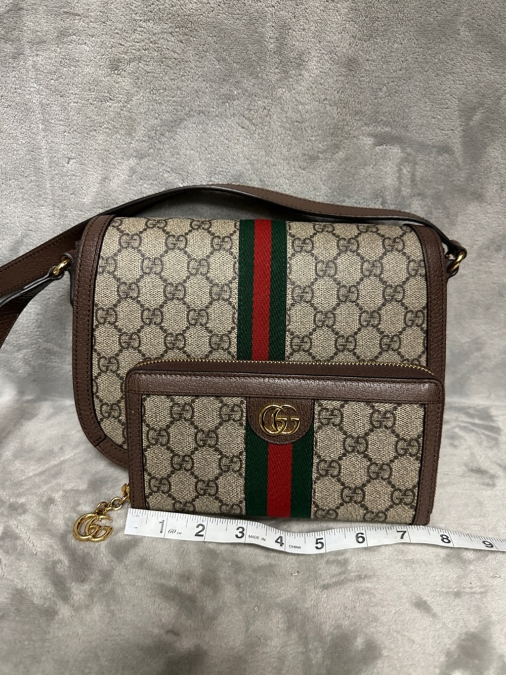 Bundle! Gucci GG Supreme Monogram Web Small Ophidia Flap Bag - Picture 3 of 14